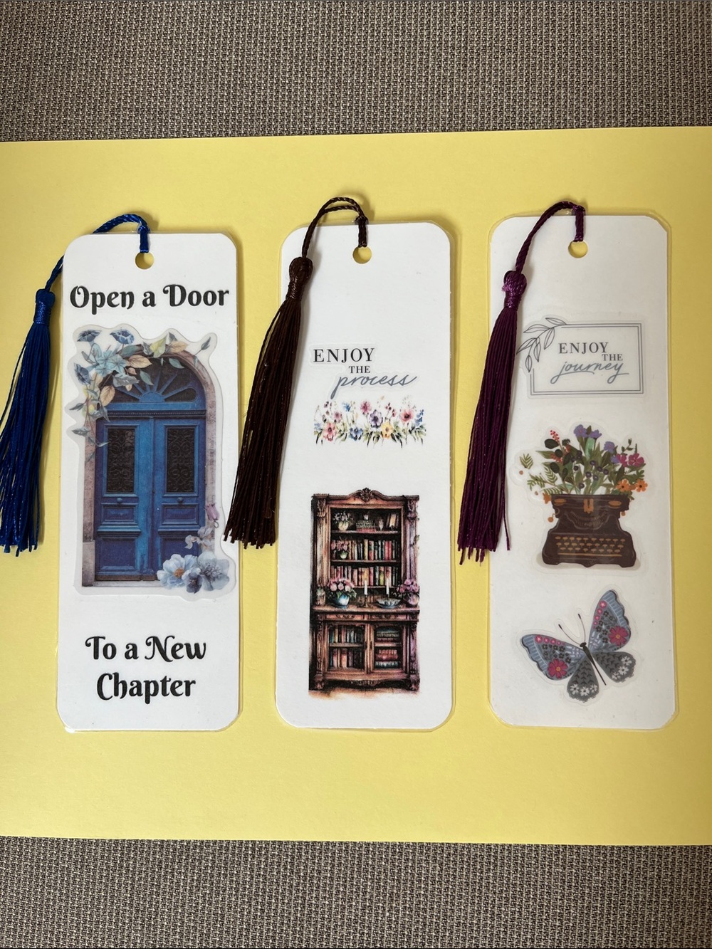 Set of three Custom designed bookmarks. $10- $4.99 s/h